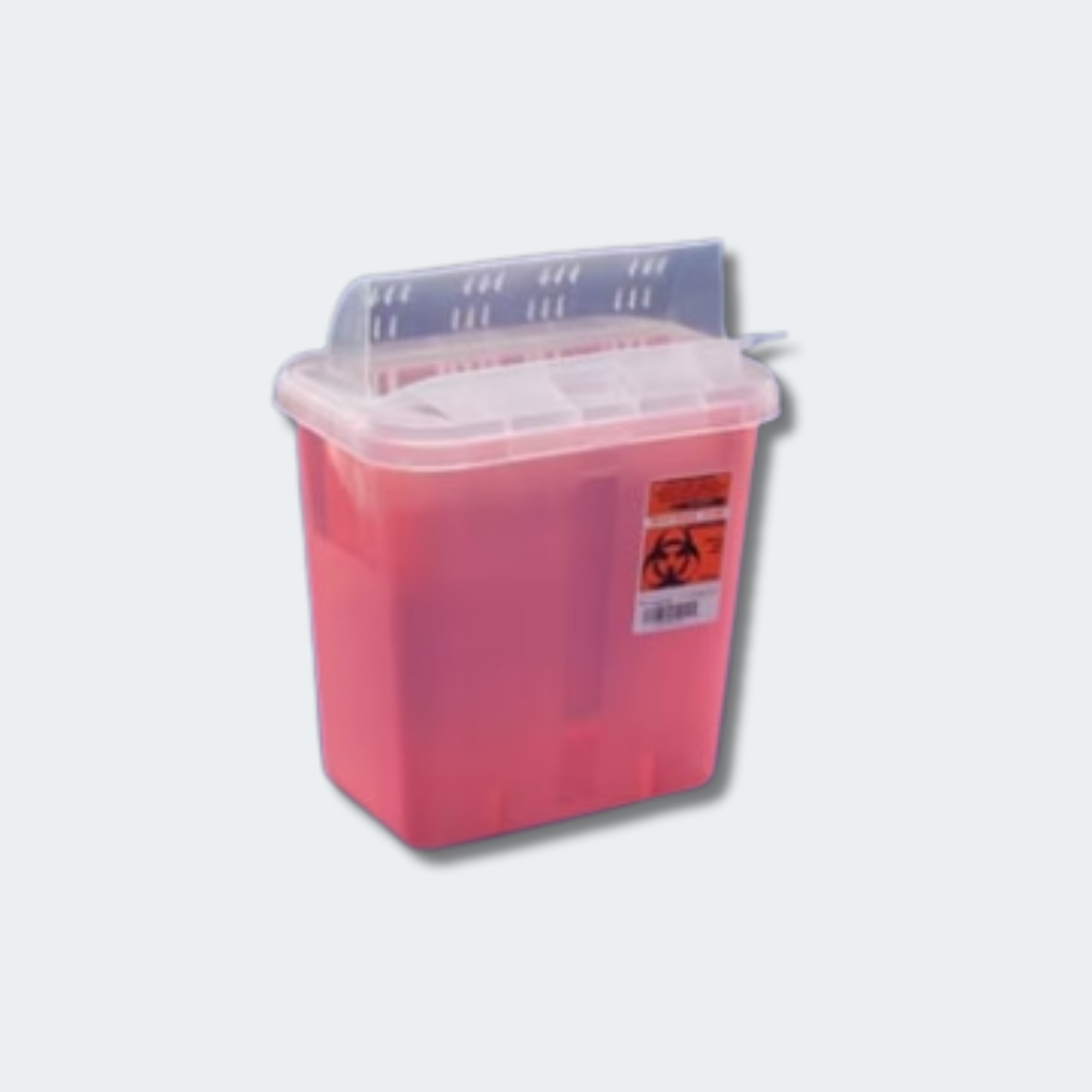 Sharps Container 5 Quart Translucent Red Base Open Lid(20/CA)