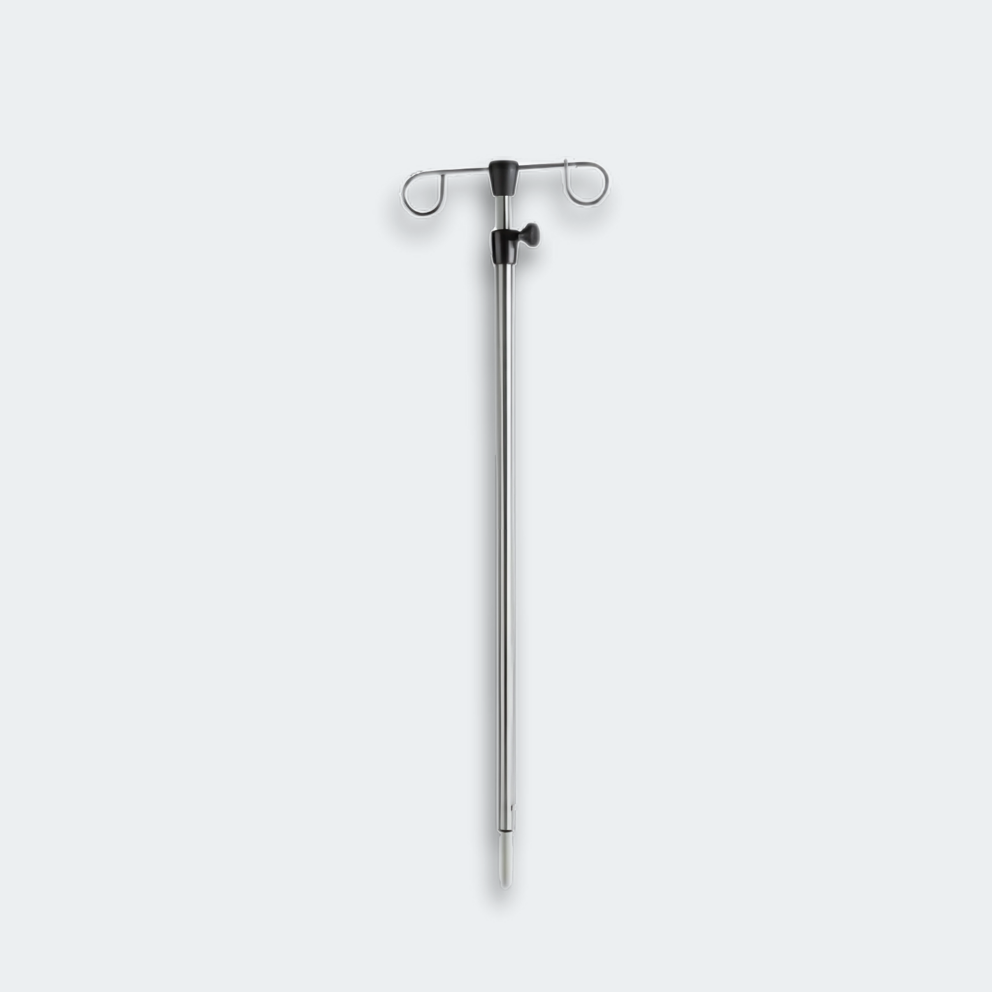 Slow-descending stainless telescoping top pole
Outer tube is 7/8″”; inner tube is 11/16″”
2-hook top
Stainless 3″” x 1/2″” mounting pin for solid, secure attachment to beds, gurneys and medical carts
60″” fully extended; 33″” compressed