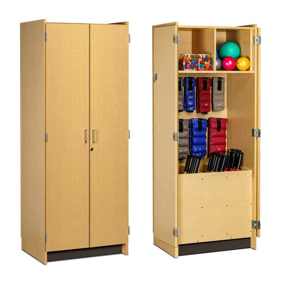 Tall, Physical Therapy Cabinet with Weight Bar Storage