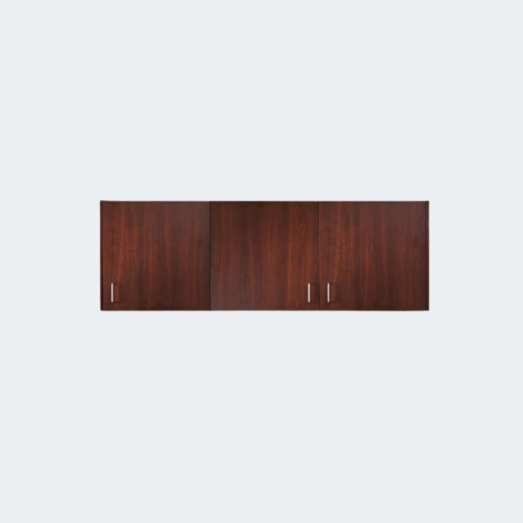 Wall cabinet with 3 doors and 2 adjustable shelves
Easy-clean, all laminate surface
Tough, chip resistant edges
Shipped in 2 units for easy installation
Easily mounts with hook and wall rail mounting system

Fully adjustable, concealed, soft-close hinges
Satin finish pulls