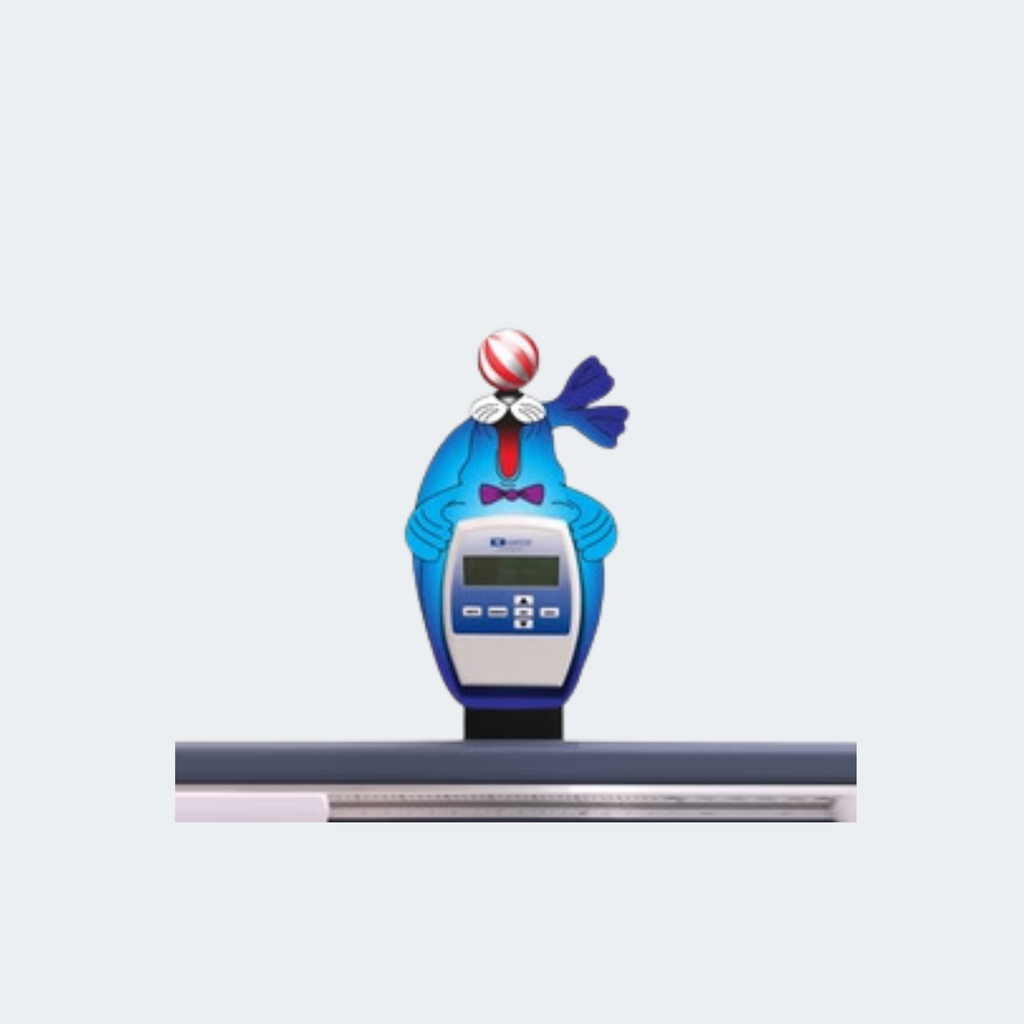 Provide a fun and colorful focus for infants and young children with an adorable Clinton Scale Pal. The Seal Scale Pal stands approximately 17" tall and covers the digital readout tower with a happy face.