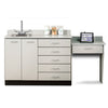 Base Cabinet Set with 2 Doors, 5 Drawers, Desk and Sink