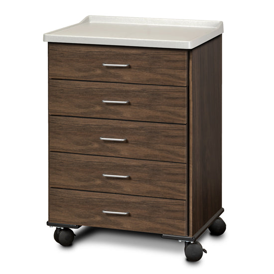 Fashion Finish, Molded Top, Mobile Treatment Cabinet with 5 Drawers