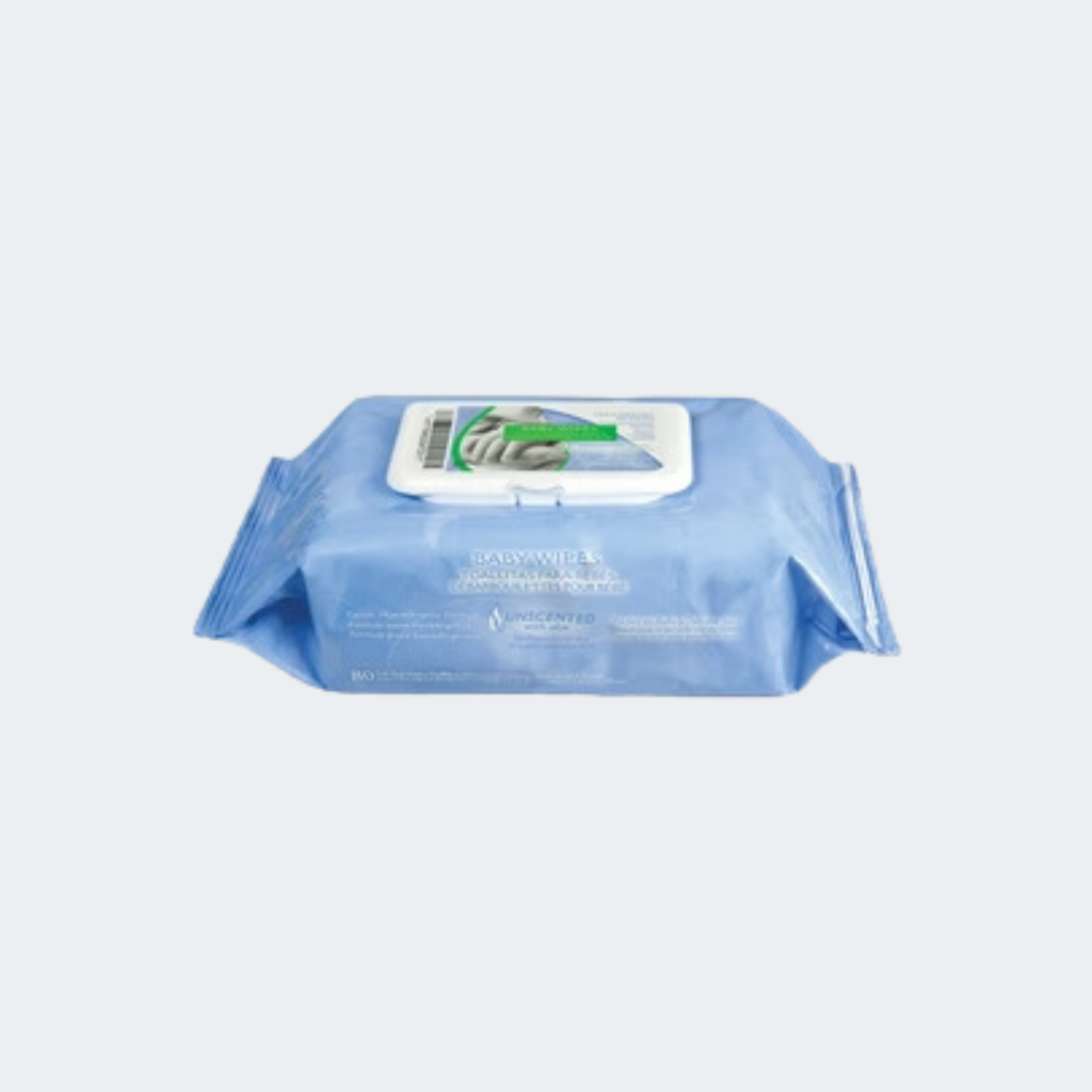 Baby Wipes (Unscented), 7" x 8", 80/pk, 12 pk/cs 