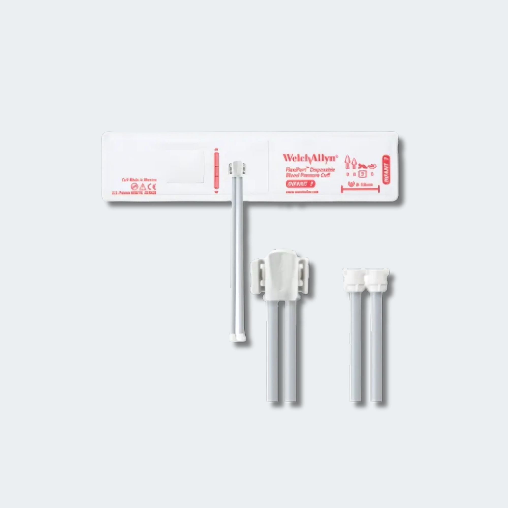 Welch Allyn FlexiPort Blood Pressure Cuff; Size-07 Infant, Soft Disposable, 2-Tubes, Female Locking (#5082-182) Con nectors; Qty. 20