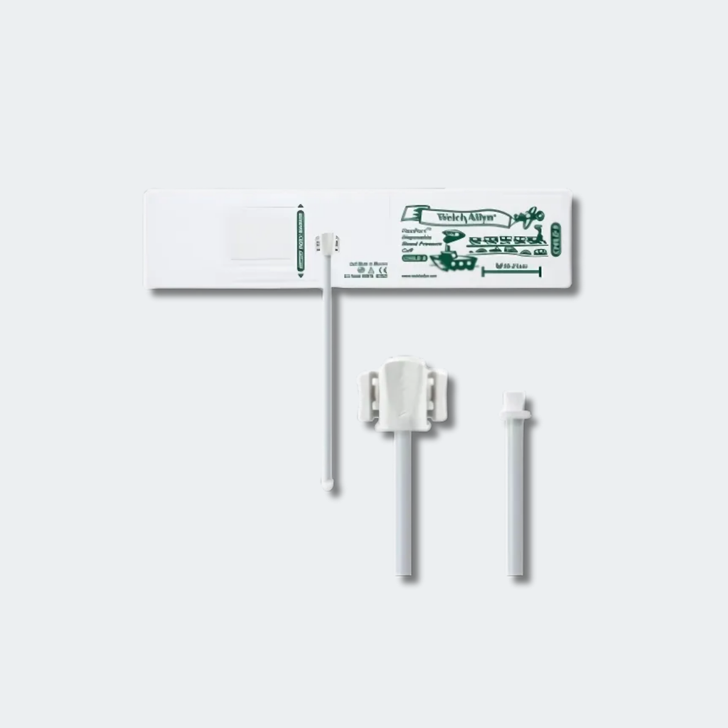 Welch Allyn FlexiPort Blood Pressure Cuff; Size-09 Child, Soft Disposable, 1-Tube, Male Screw (#5082-164) Connector; Qty. 20