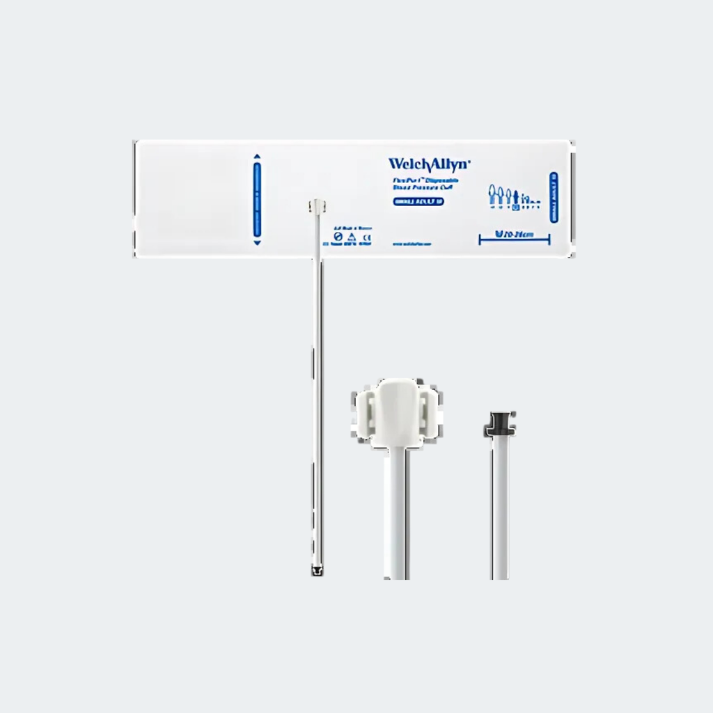 Welch Allyn FlexiPort Blood Pressure Cuff; Size-11 Adult, Soft Disposable, 2-Tubes (8.0 and 13.0 in/20.3 and 33.0 cm), Tri-Purpose ( #5082-168) Connectors