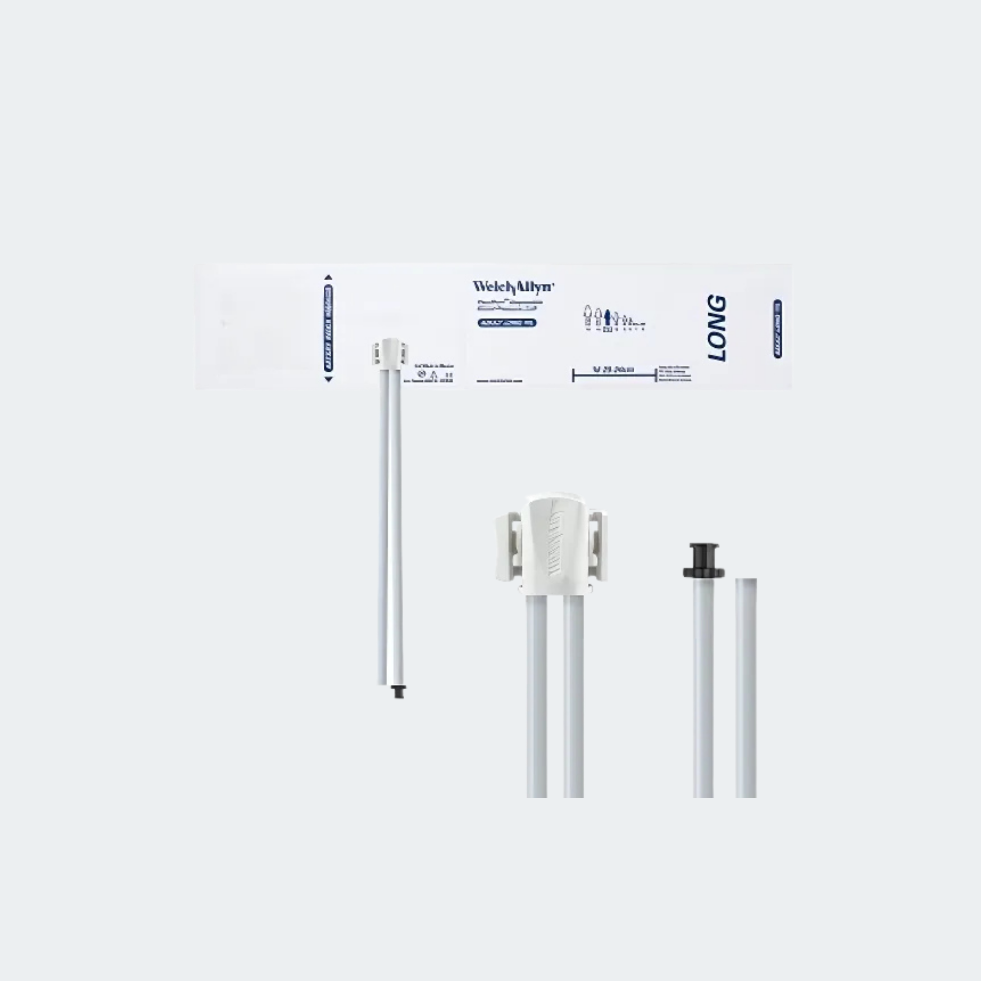 Welch Allyn FlexiPort Blood Pressure Cuff; Size-11L Adult Long, Soft Disposable, 2-Tubes (8.0 and 13.0 in/20.3 and 33.0 cm), Tri-Purpose (#5082-168) Connectors