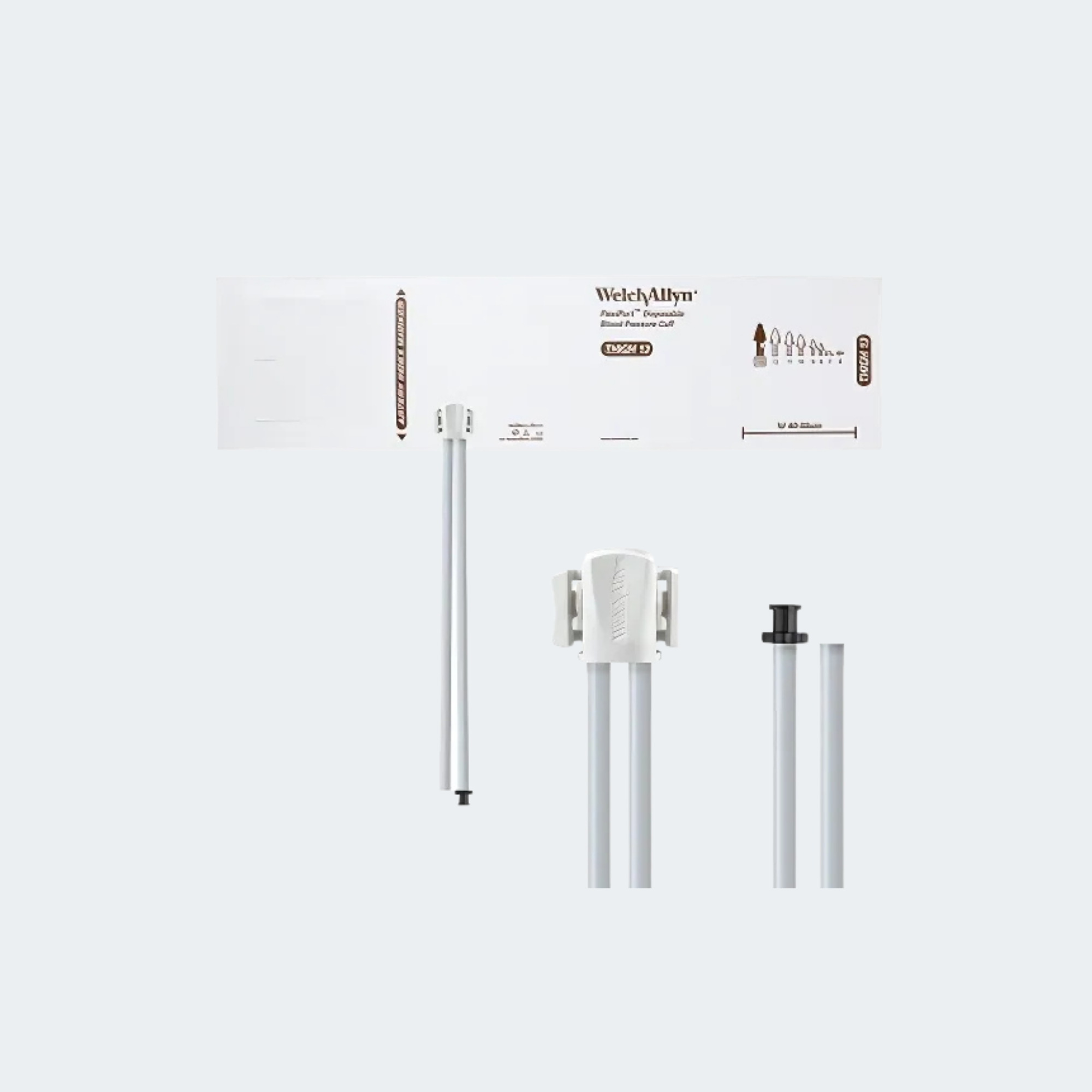 Welch Allyn FlexiPort Blood Pressure Cuff; Size-13 Thigh, Soft Disposable, 2-Tubes (8.0 and 13.0 in/20.3 and 33.0 cm), Tri-Purpose ( #5082-168) Connectors