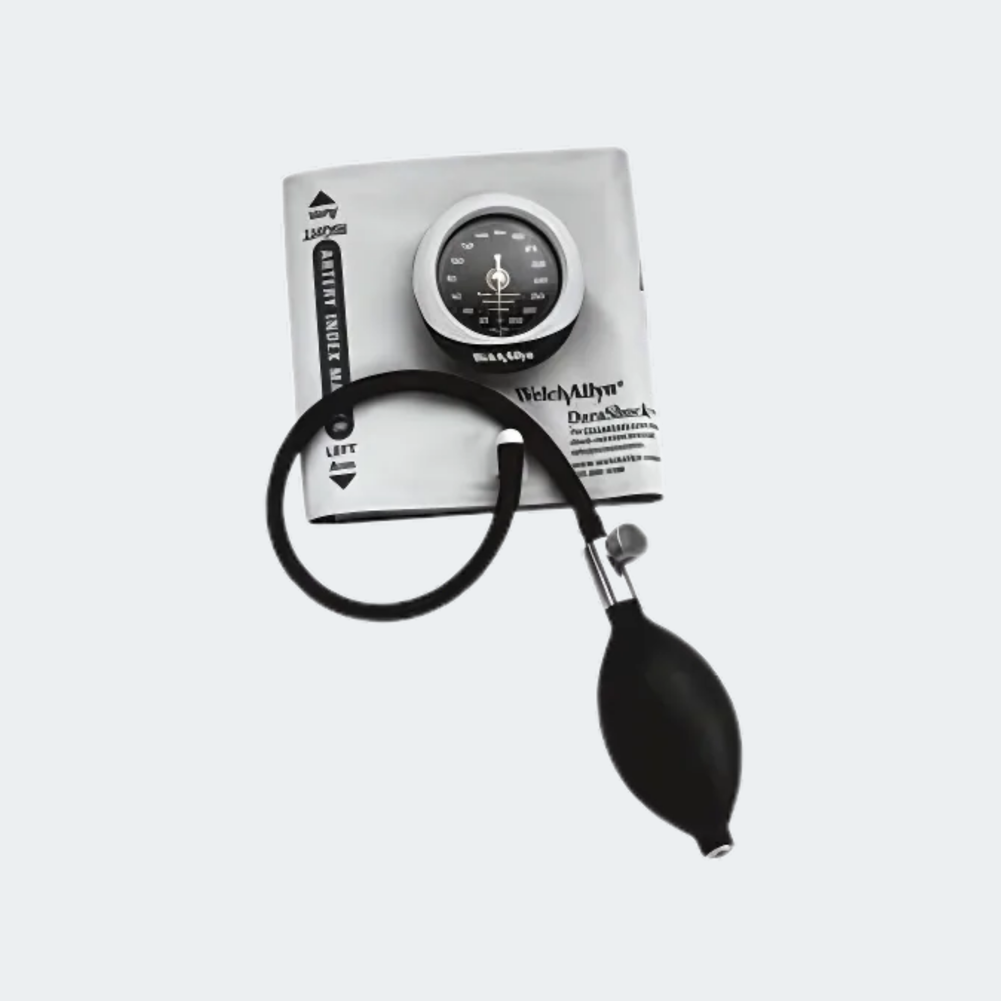 Welch Allyn DuraShock DS45 Integrated Aneroid Sphygmomanometer; Gear Free, Shock Resistant, Laser Engraved Dial, 10-Year Calibration Warranty; Premium Inflation Bulb and Valve; Size-12 Large Adult, FlexiPort Reusable, 1-Tube Cuff