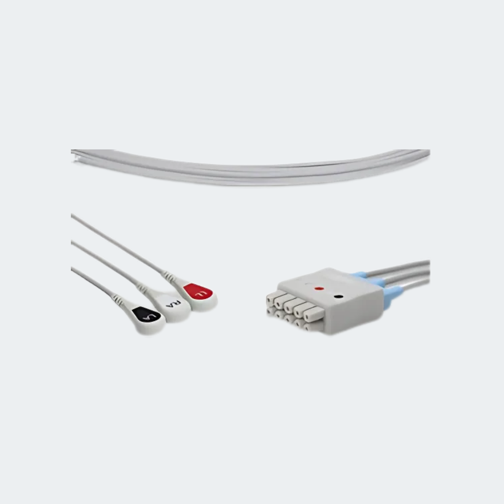 ECG Lead Set, 3 Wire, Snap Ends, AHA Gray (US Only)