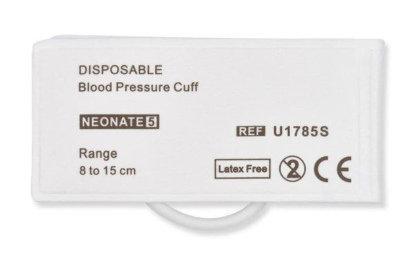 Blood Pressure Cuff, Neonate 5, 1 or 2 Tube, Luer Slip Connector, Disposable, 10/bx (US Only)