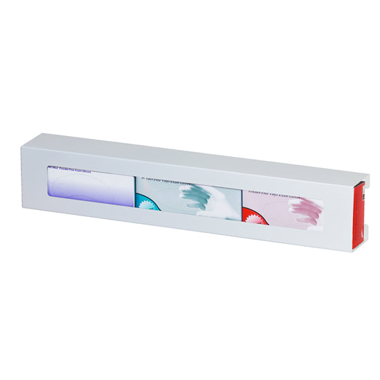 Triple Horizontal, White Steel Glove Box Holder