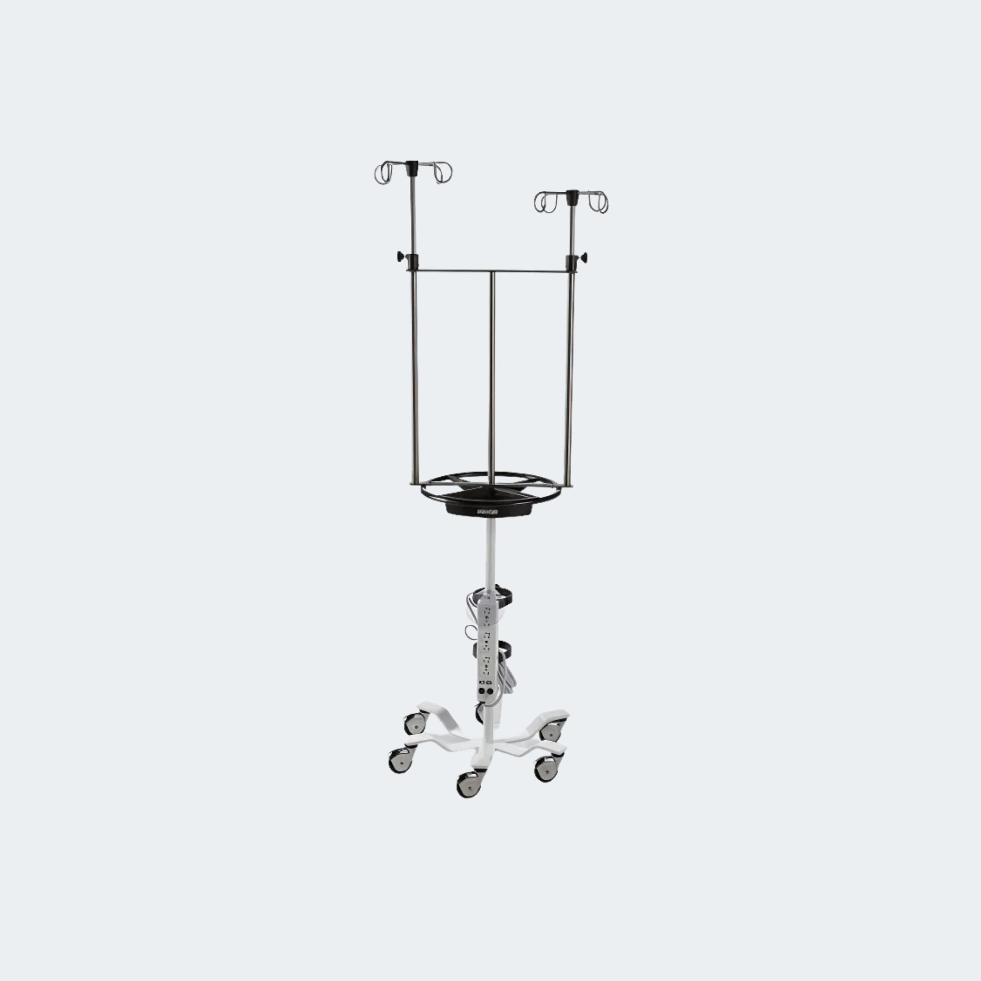 Designed for Safety and Stability
25-inch diameter six-leg steel base
3-inch dual precision sealed bearing casters (10 yr. warranty)
(2) Telescoping stainless steel slow descending inner poles