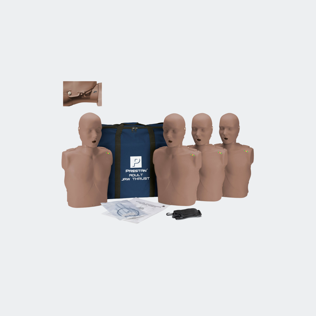 PRESTAN Professional Adult Jaw Thrust Dark Skin Manikin (4-Pack) with CPR Monitor Part #: PP-JTM-400M-DS
