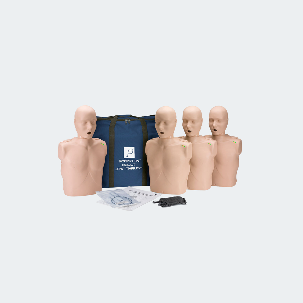 PRESTAN Professional Adult Jaw Thrust Medium Skin Manikin (4-Pack) with CPR Monitor Part #: PP-JTM-400M-MS