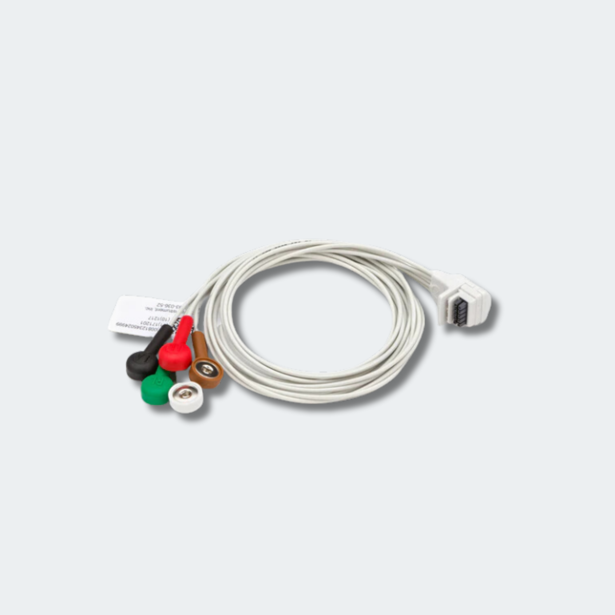 Patient Cable, H3+, 5-Wire, Snap, Short 38 cm, Gray, AHA 