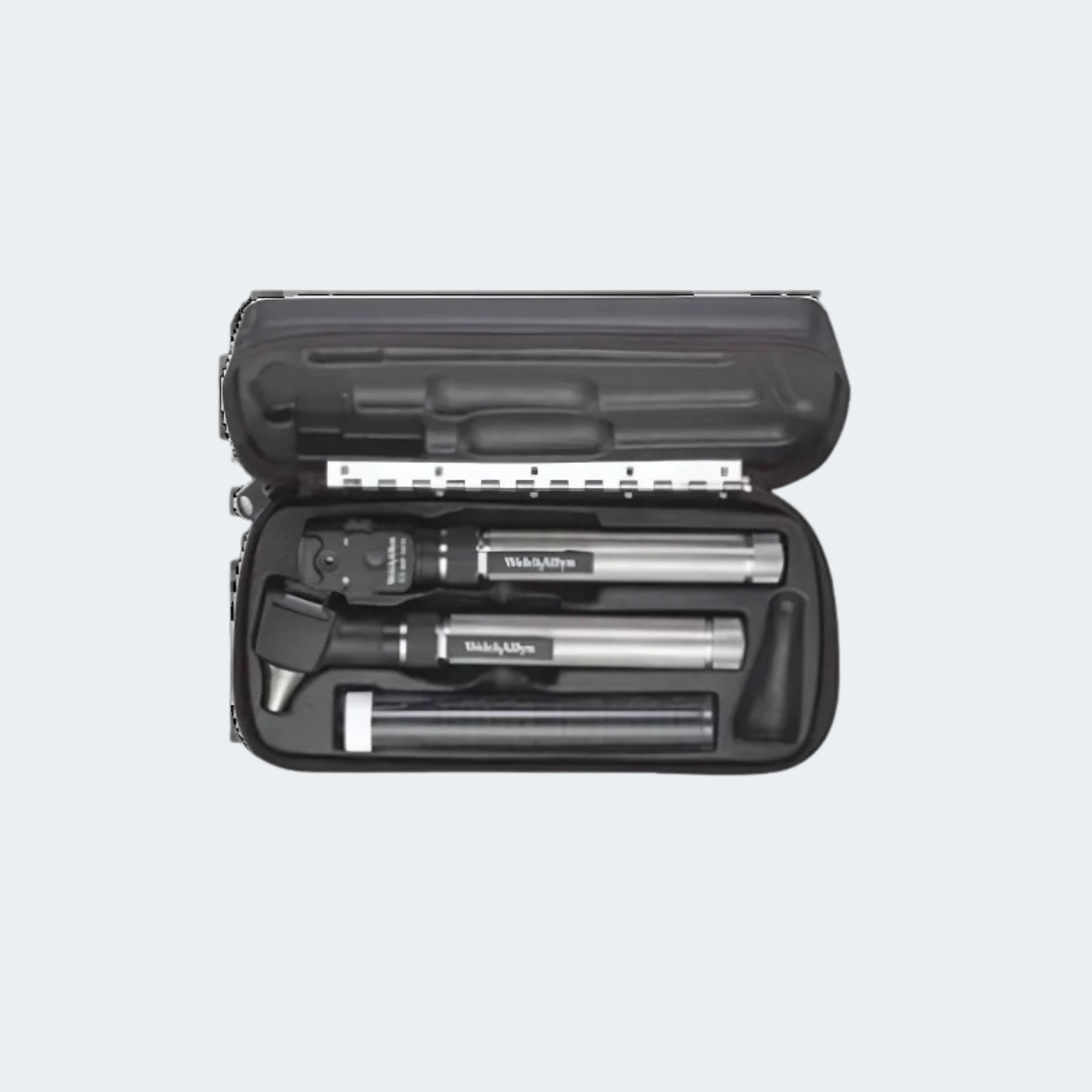 PocketScope Set Includes Ophthalmoscope, Otoscope/ Throat Illuminator, 2 "AA" Alkaline Battery Handles, Hard Case, No Charger 