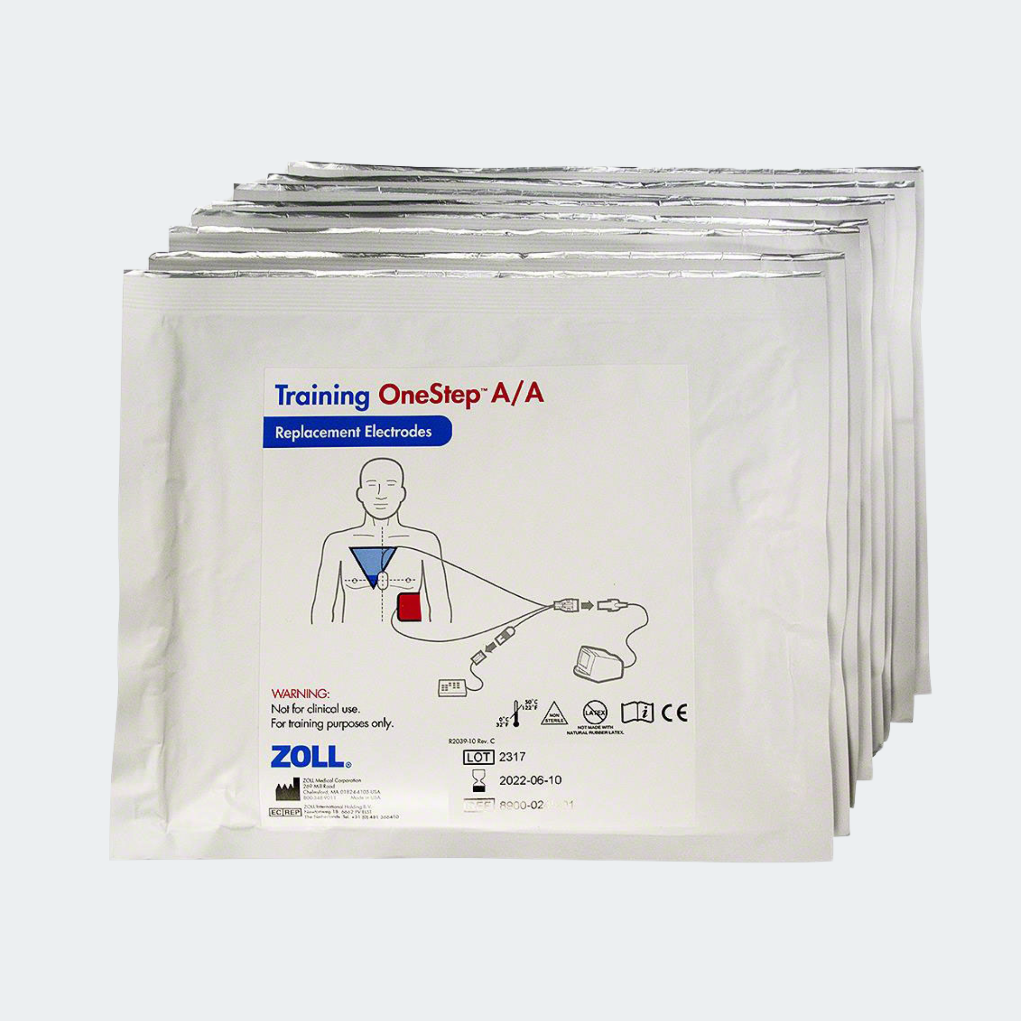 Replacement OneStep Training Electrodes - CPR A/A format (package of 8) for ZOLL M & R Series Defibrillators Part #: 8900-0245-01