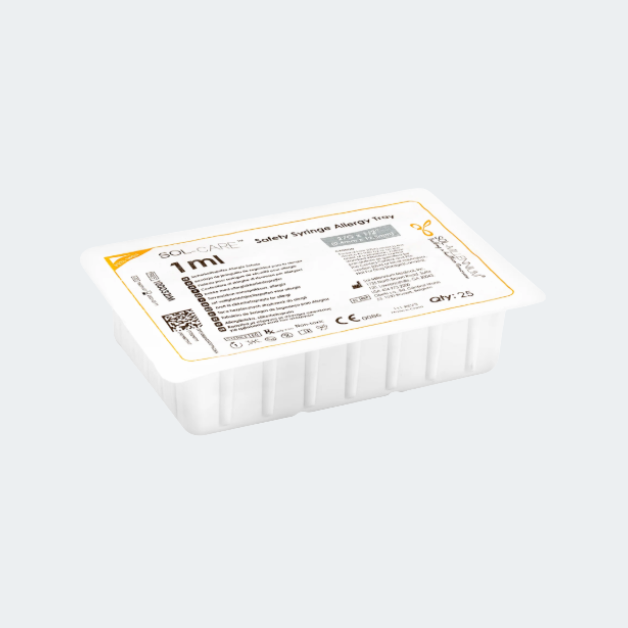 SOL-CARE 1ml Safety Syringe Allergy Tray 27G*1/2"
