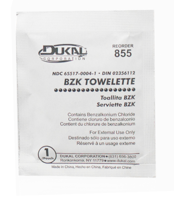 DUKAL 855 Antiseptic BZK Towelettes 5"x8"