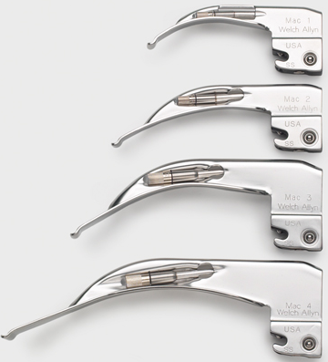 Welch Allyn Standard Laryngoscope Blade- MacIntosh- Size 1, 2, 3, 4