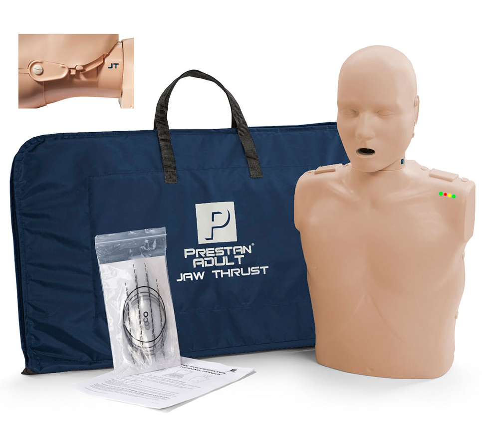 PRESTAN Professional Adult Jaw Thrust Medium Skin Manikin with CPR Monitor Part #: PP-JTM-100M-MS