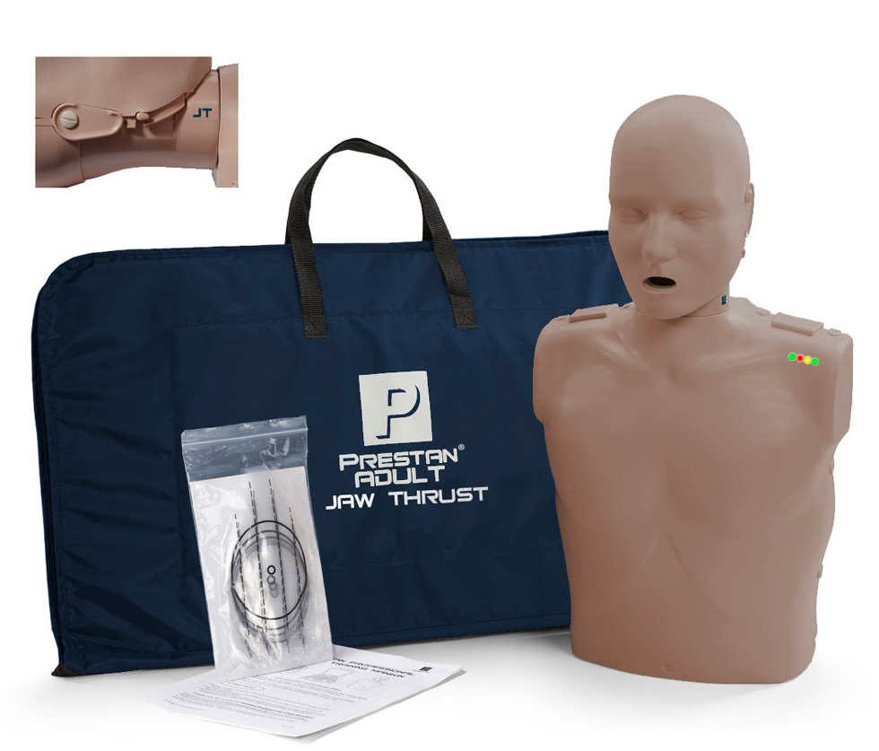 PRESTAN Professional Adult Jaw Thrust Dark Skin Manikin with CPR Monitor Part #: PP-JTM-100M-DS