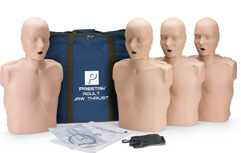 PRESTAN Professional Adult Jaw Thrust Medium Skin Manikin (4-Pack) with CPR Monitor Part #: PP-JTM-400M-MS