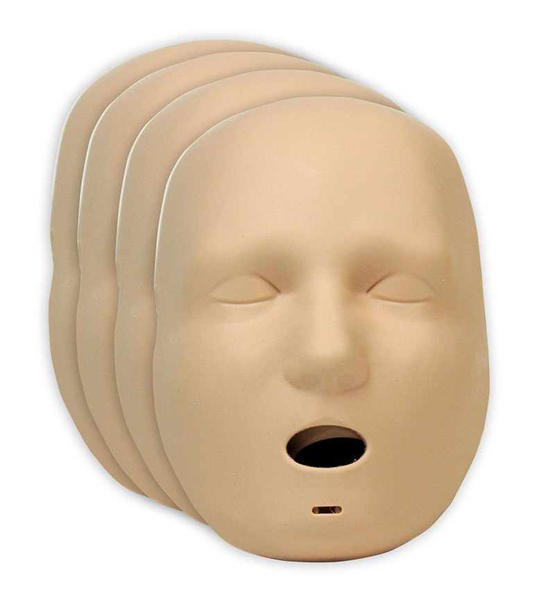 PRESTAN 4-Pack Faces for the Professional Jaw Thrust Adult Medium Skin Manikin Part #: RPP-JTFACE-4-MS