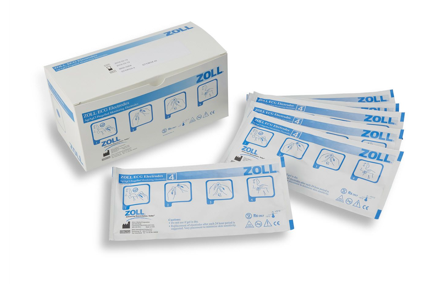 ECG Rectangular Electrodes, 4 Per Pouch/480 Per Case