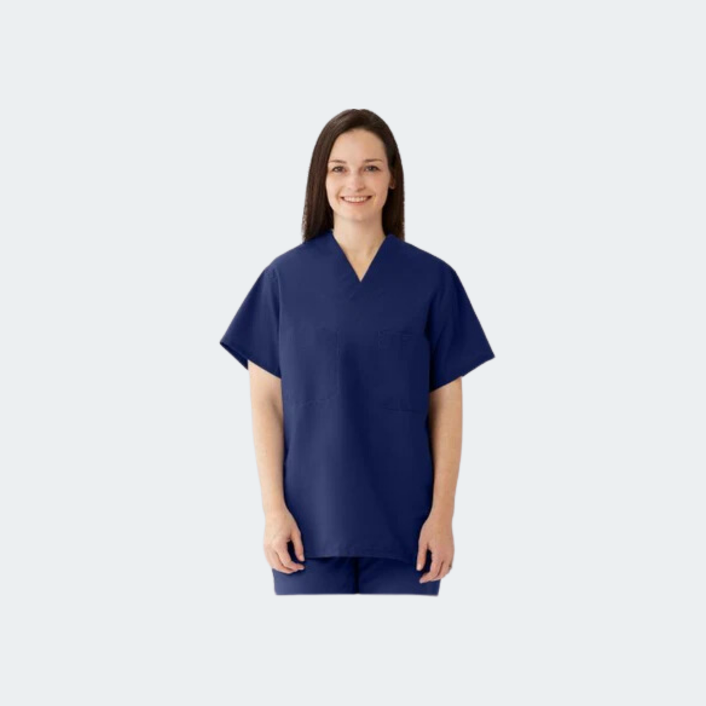 Scrub Top ComfortEase Unisex Two Pocket Reversible NAVY