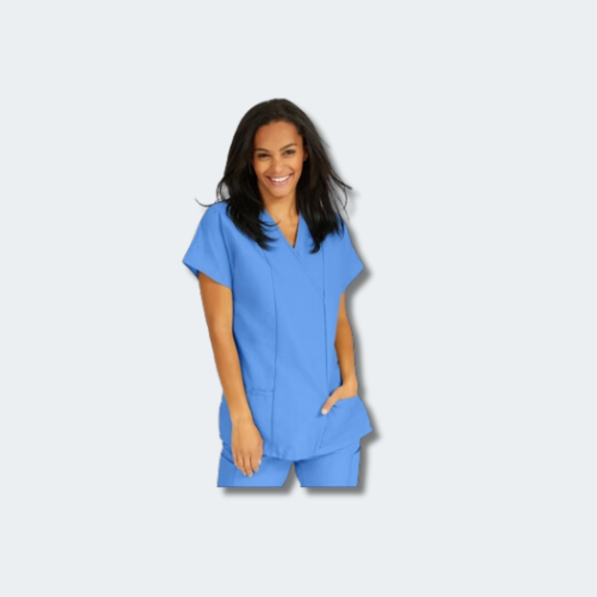Scrub Tunic Top ComfortEase Ladies Two Pocket Black