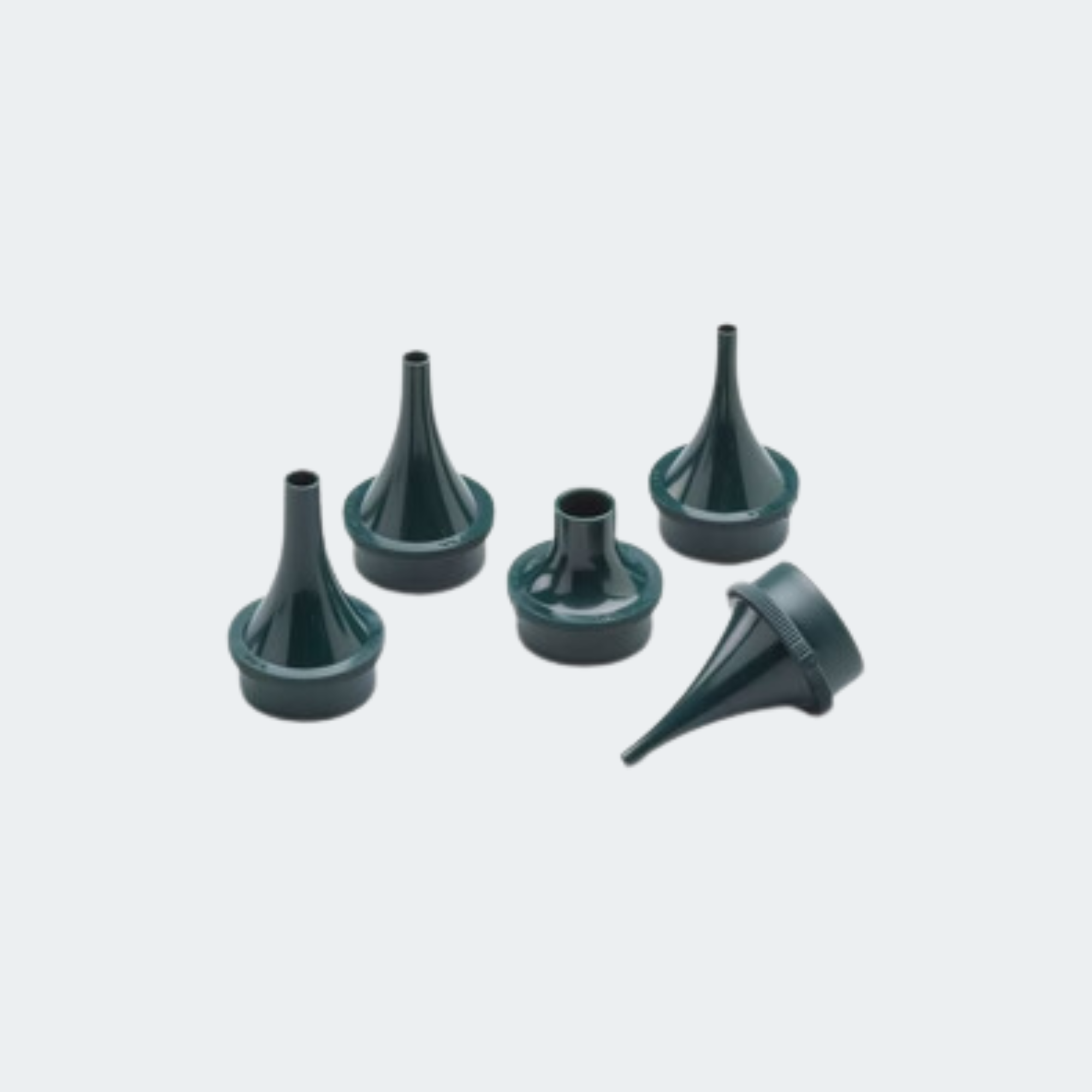 Set of 5 Specula (2, 3, 4, 5, 9mm), For Use With Pneumatic, Operating & Consulting Otoscopes, Dark Green (US Only)
