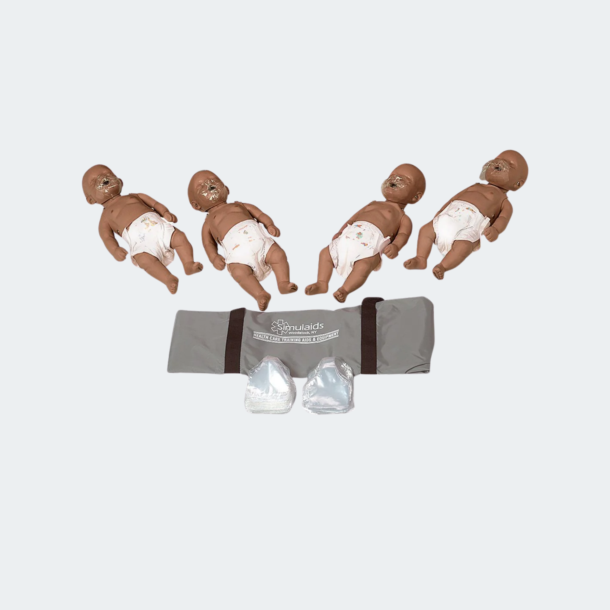 Simulaids,Sani-Baby CPR Manikins - Pack of 4 - Dark [SKU: 100-2124B]