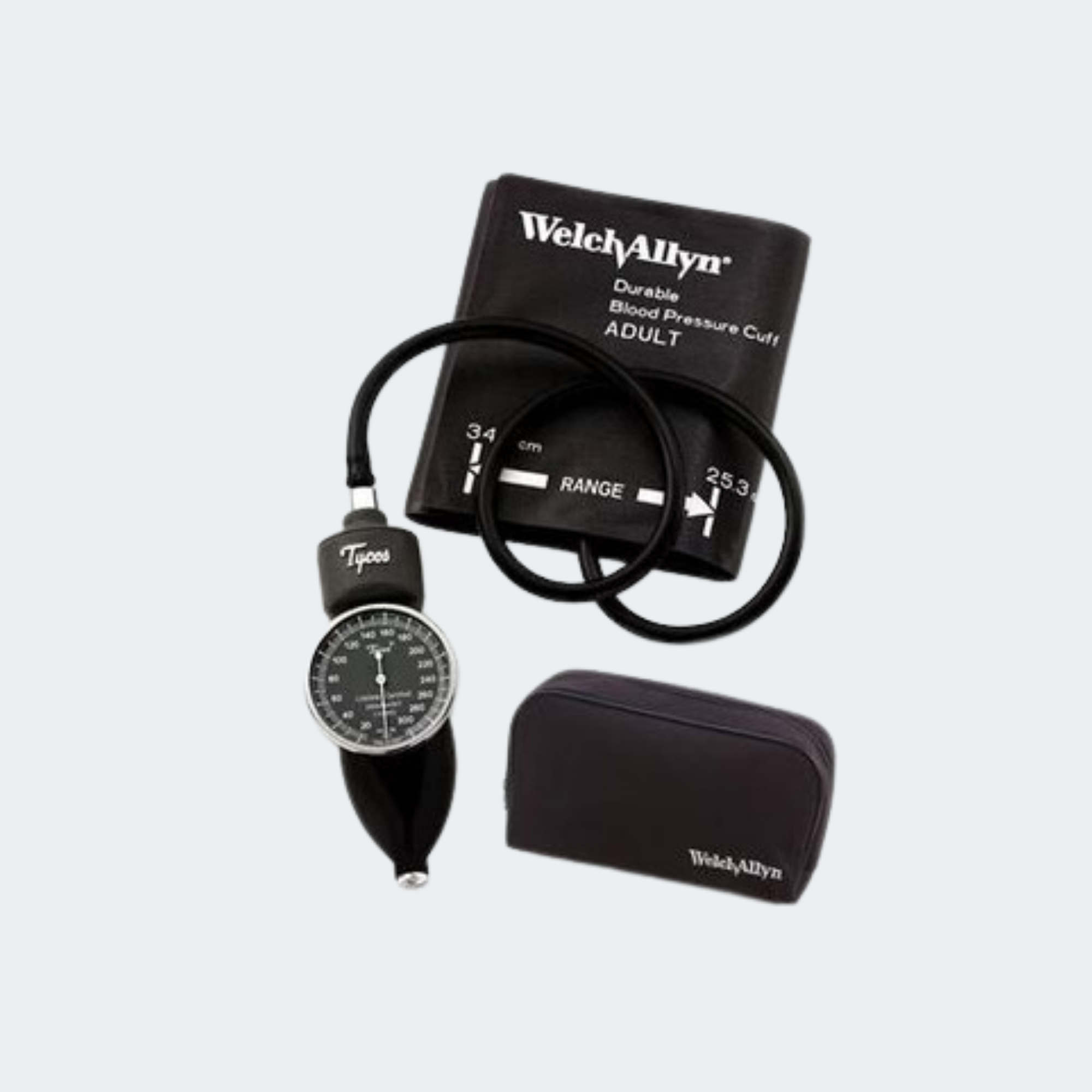 Tycos DS48 Pocket Aneroid Sphygmomanometer with DuraShock Gear Free,Premium Inflation Bulb and Valve, Zipper Case; Size-12 Large Adult, Reusable (Two Piece), 2-Tube Cuff