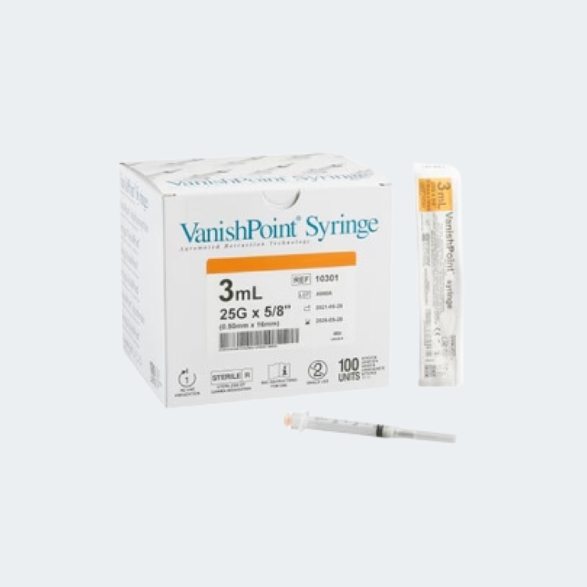 VanishPoint 3 mL 25 Gauge 5/8 Inch Regular Wall Retractable Safety Needle
