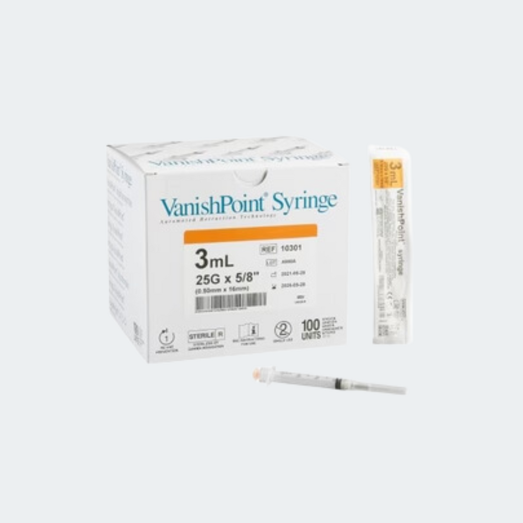 VanishPoint 3 mL 25 Gauge 5/8 Inch Regular Wall Retractable Safety Needle
