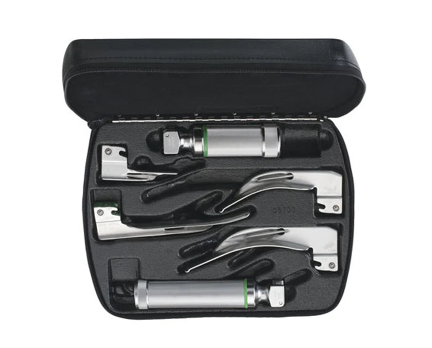 MacIntosh and Miller 2.5 V Halogen HPX Fiber-Optic Laryngoscope Set