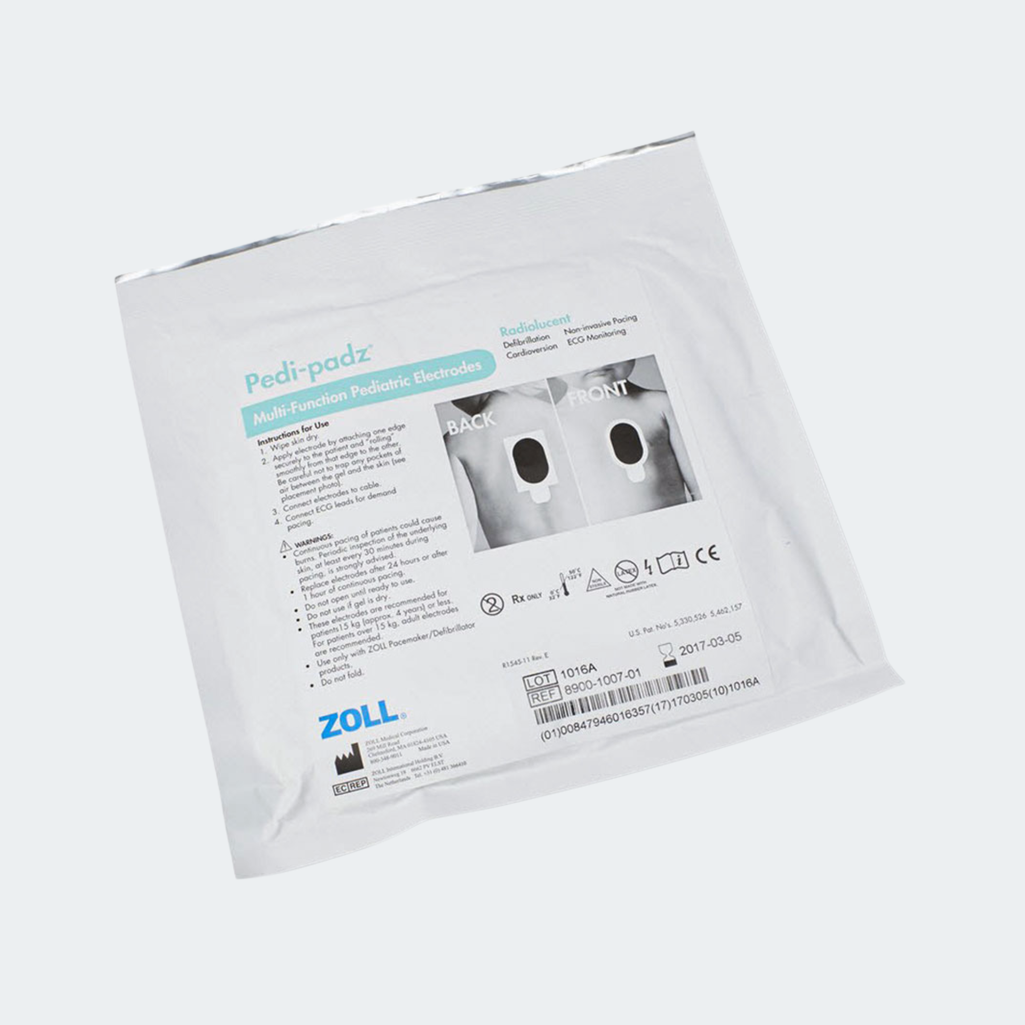 ZOLL Pedi-padz Solid Gel Radiolucent Pediatric Multi-Function Electrodes Part #: 8900-1007-01