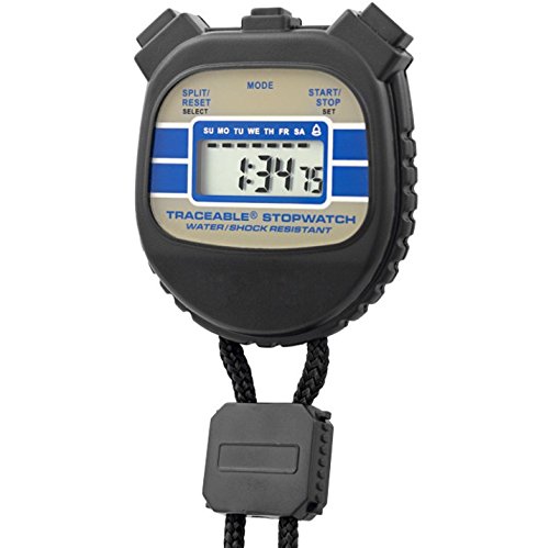 Traceable&reg; Water-/Shock-Resistant Stopwatch, Timing Range: 24 Hours, Dimensions: 2-1/8 x 2-3/8 x 1/2-Inch, NIST TraceableControl CompanyDigital StopwatchAOSS Medical Supply
