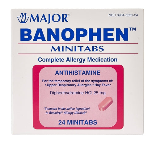 Major Banophen Allergy Relief Antihistamine Capsules, 25mg, 100 ctMajor PharmaceuticalsAllergy MedicationAOSS Medical Supply
