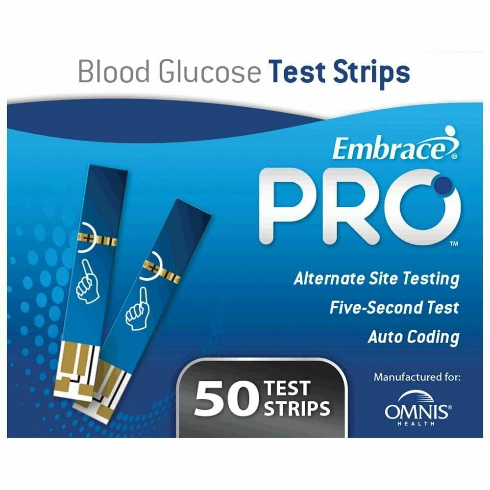 Embrace PRO Blood Glucose Test Strips, For Embrace Blood Glucose System, Small Sample Size, Auto Coding