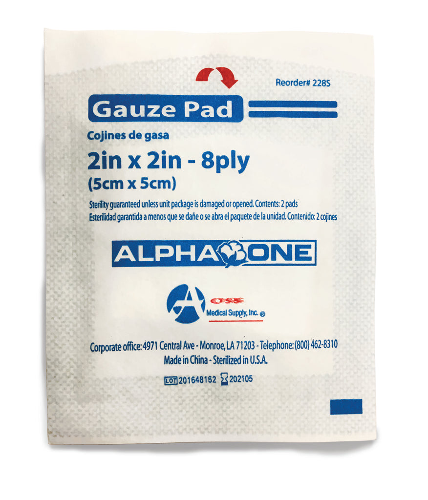 AOSS Gauze Pad, 2 x 2 Inch, 8-Ply (Sterile 2s) - CaseAOSS Medical SupplyGauze PadAOSS Medical Supply