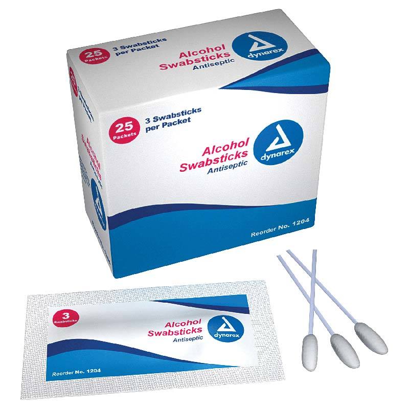 Impregnated Alcohol Swabsticks STERILE - 25/BoxDynarexImpregnated SwabstickAOSS Medical Supply