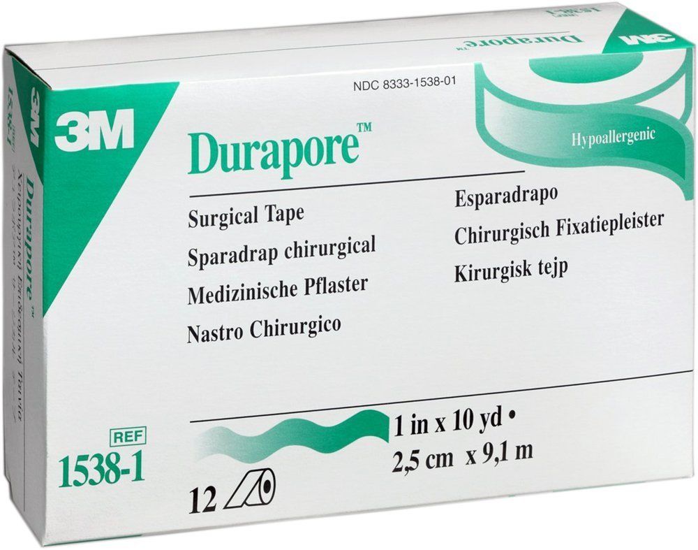 3M Durapore Medical Tape Silk-Like Cloth, 1 Inch x 10 yds, 12/box3M Health CareCloth TapeAOSS Medical Supply