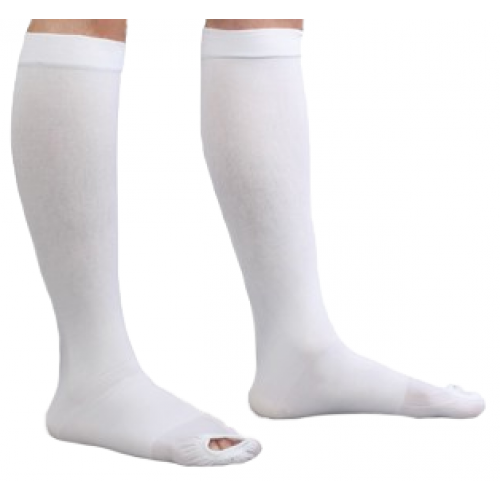 Lifespan Anti-Embolism Stockings, Knee High, Large/Regular, White,  Inspection Toe, #553-03